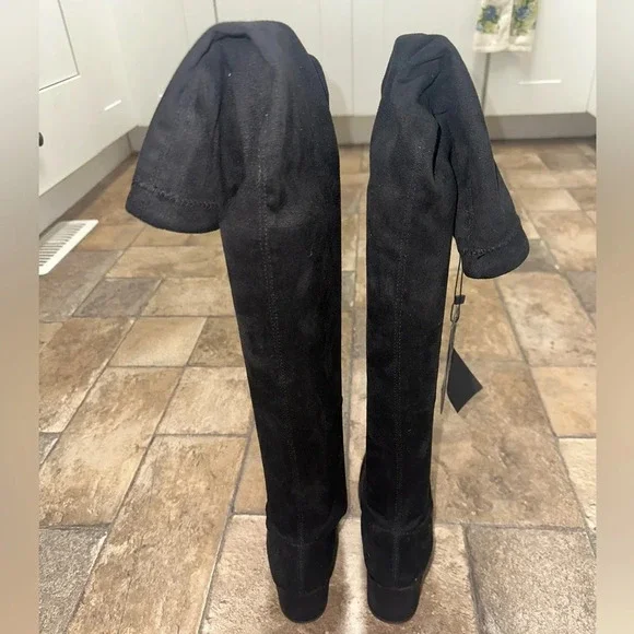 Vero Moda Black Over The Knee Boots Block Heel Stretch Thigh High Boots Women - Picture 6 of 9